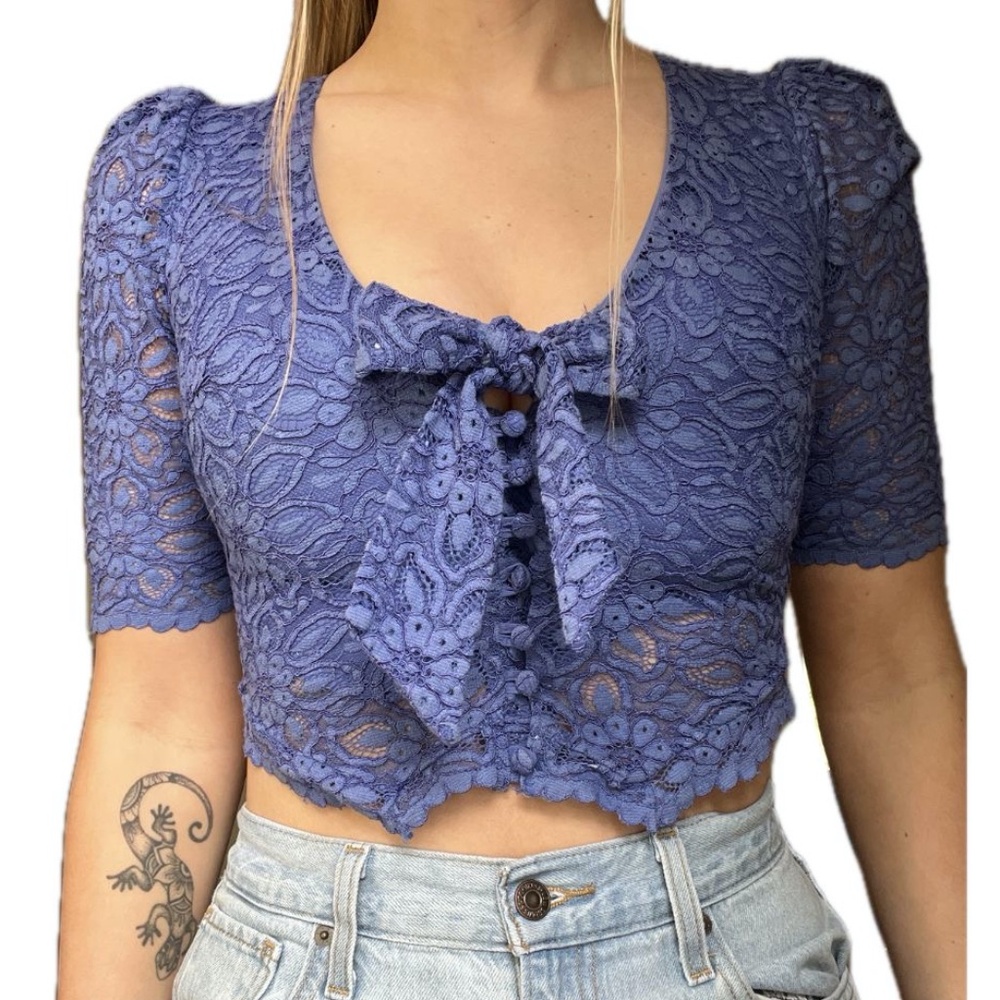 🦋Mauve by Anthropologie Purple Lace Crop Top🦋